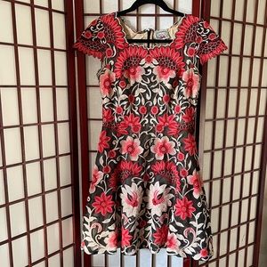Baraschi embroidered cap sleeve dress size 2